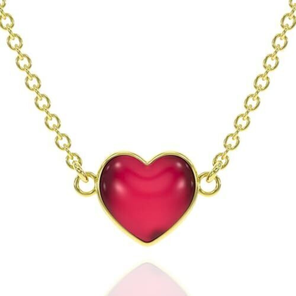 1048 Garnet Necklace , Premium Gold Heart Necklaces - Tarnish Free 18K Gold
